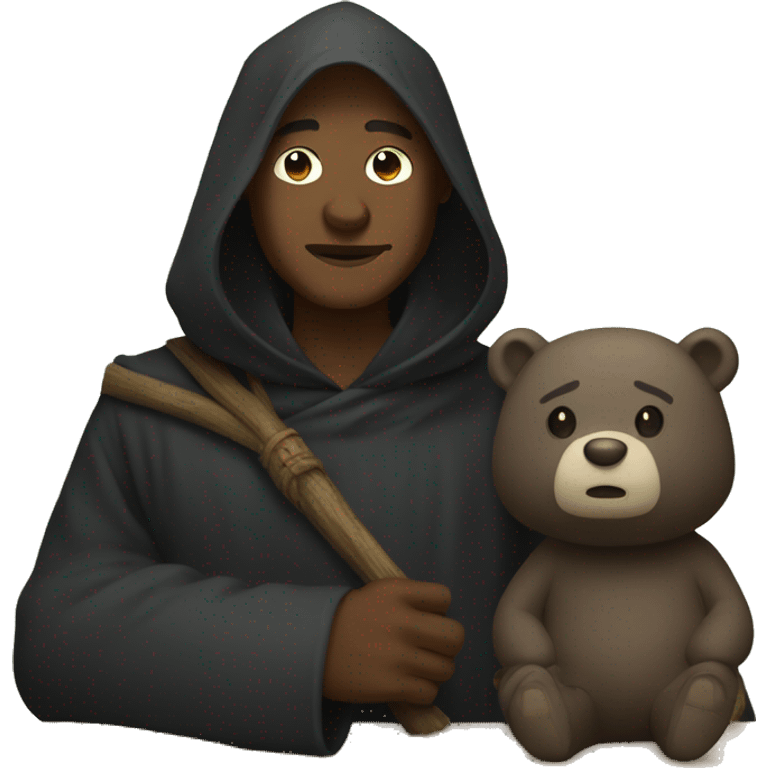 Black monk with bear emoji