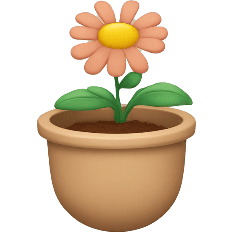 there is a pot in pastel brown colors and there is an indoor flower in it emoji