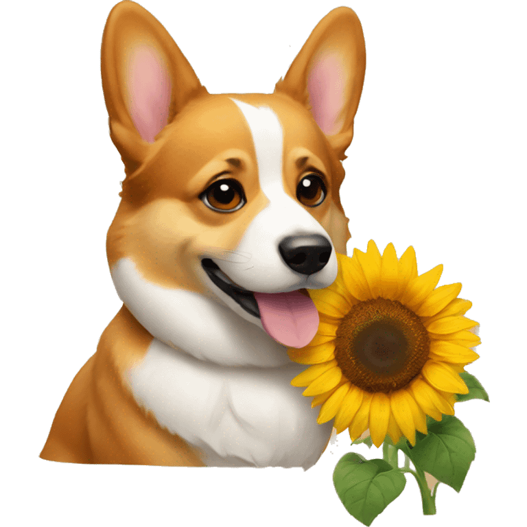 Corgi and sunflower  emoji