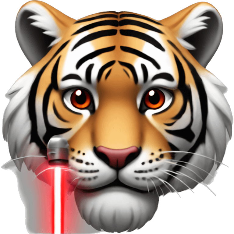 discord 2D tiger face with red lightsaber emoji