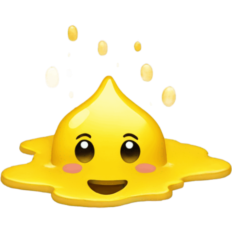 A yellow puddle with a happy Face  emoji