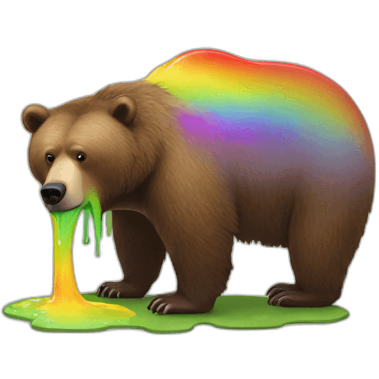 Grizzly puking rainbow emoji