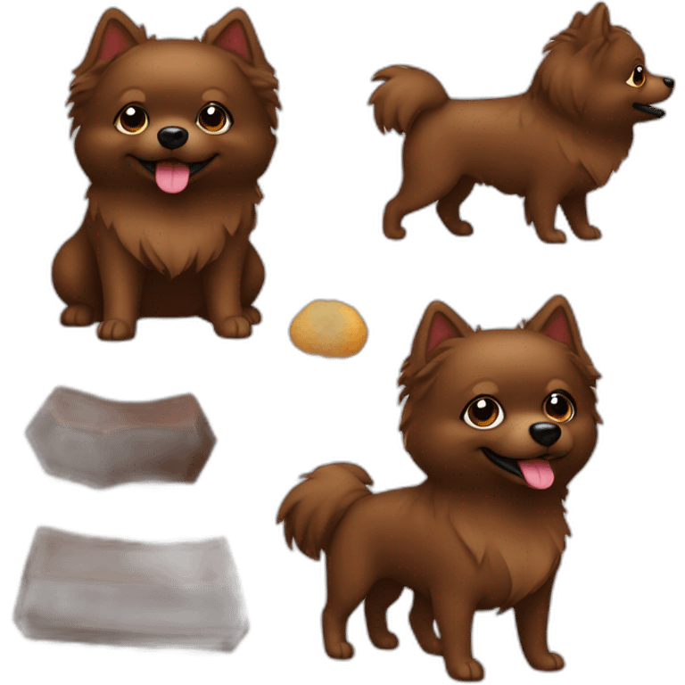 Spitz dog brown chocolate dark colour  emoji