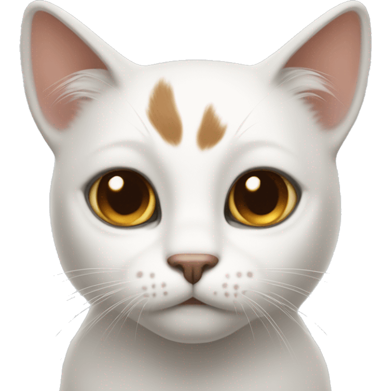 White cat with brown tail and brown spot on forehead middle parted emoji