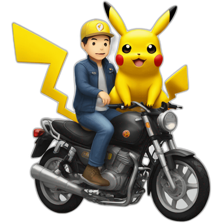 Pikachu rides on top of Mr.Tanaka emoji