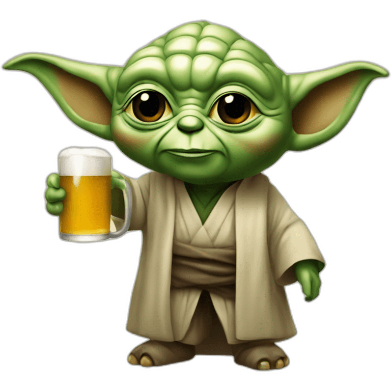 Maître yoda avec une bière emoji