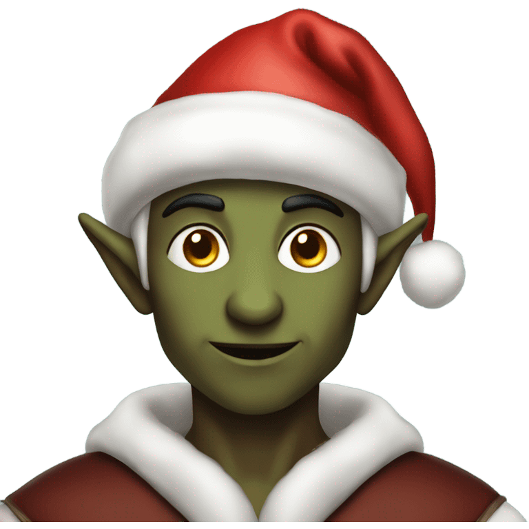 rogue male elf fantasy wearing santa hat emoji