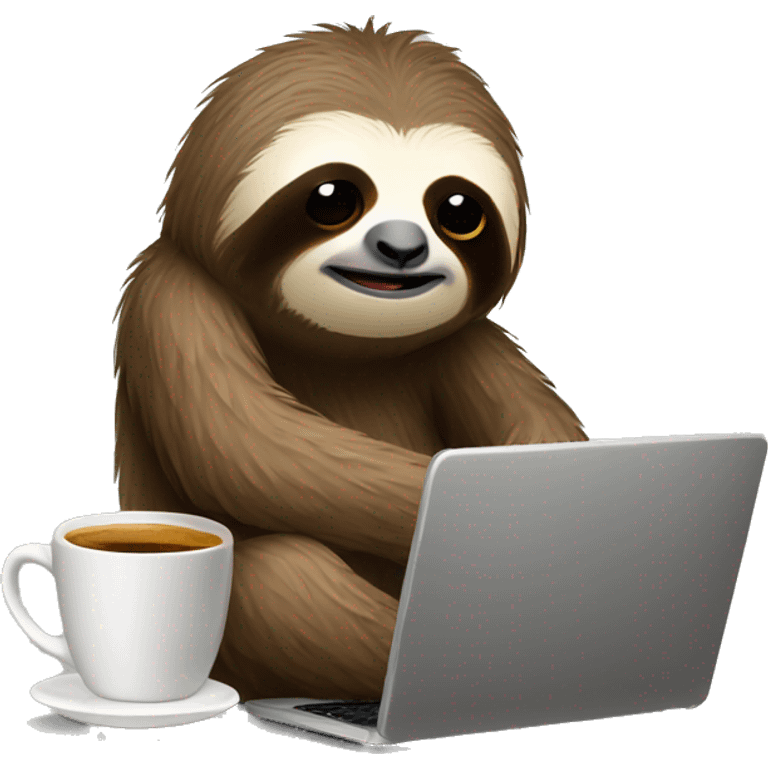 tired sloth with laptop and espresso tonic emoji