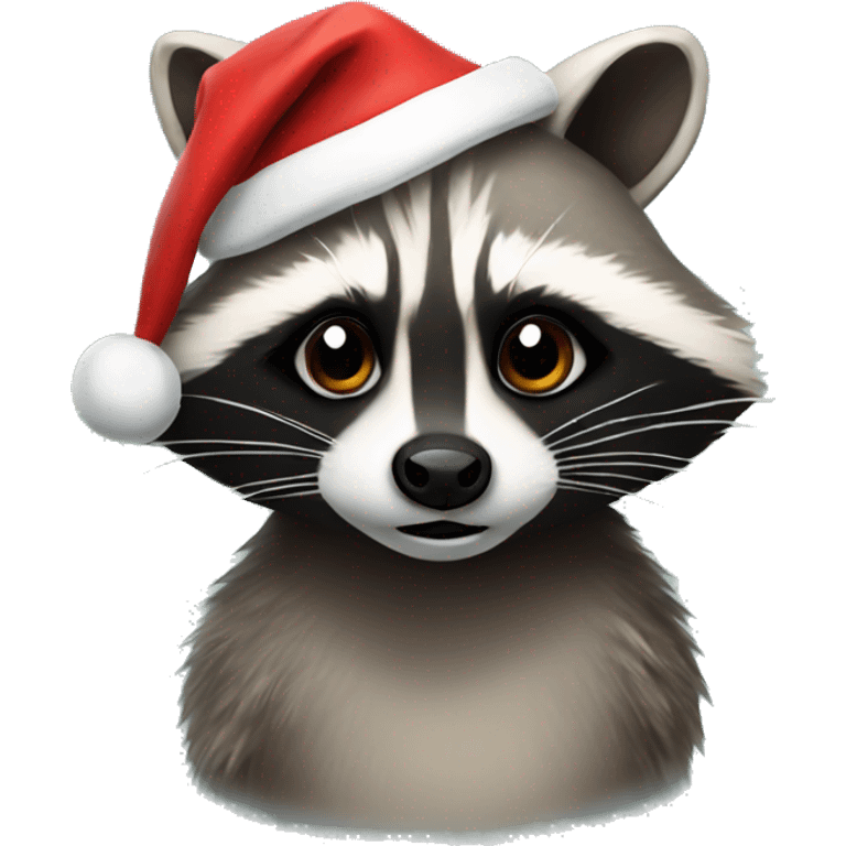 Raccoon wearing Christmas hat  emoji