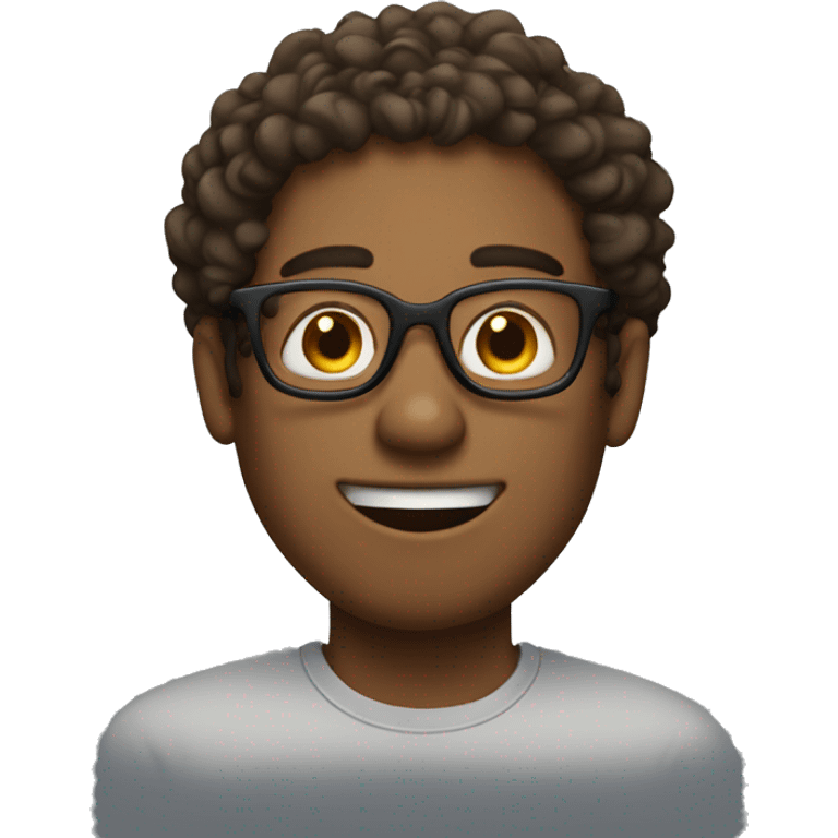 a brown guy with tall face with  specs and curly hairs  emoji