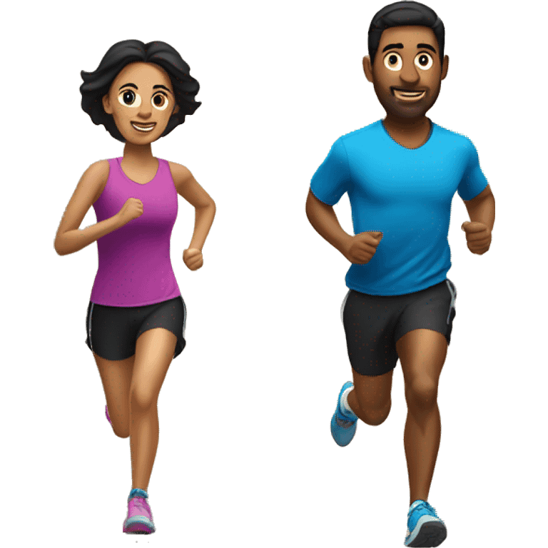 white hispanic dark hair couple running marathon emoji