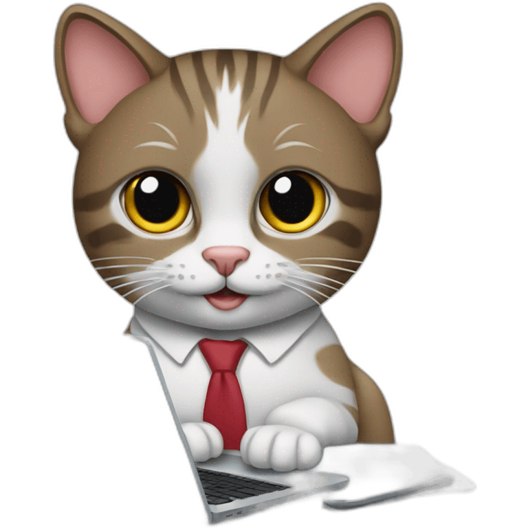 Cat office worker with laptop emoji