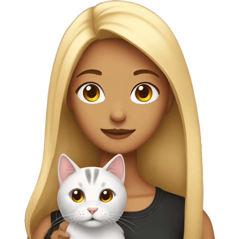 Girl with her cat  emoji