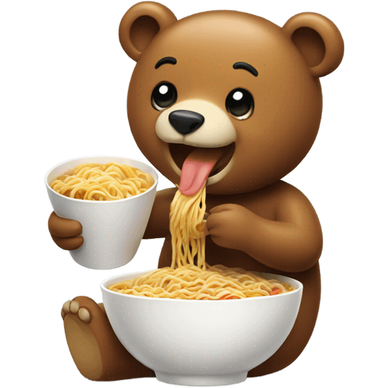 smiling bear eating ramen emoji