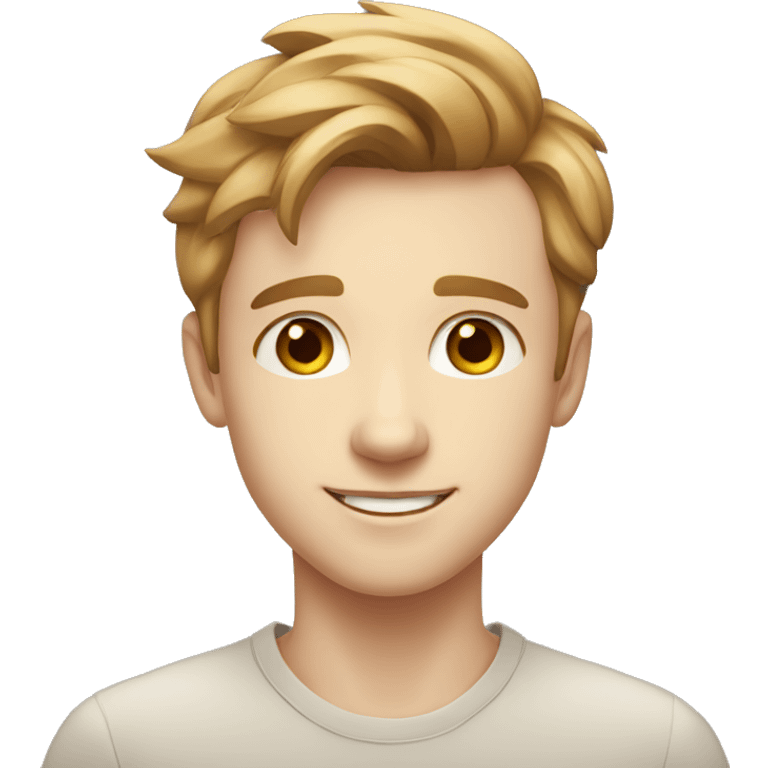 confident smiling boy pale skin light brown hair portrait colorful emoji