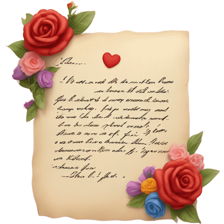 Love letter with flowers and kiss  emoji