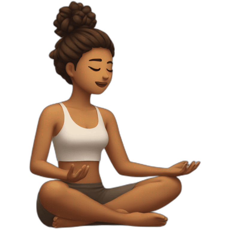 Chica meditando pelo marrón aesthetic emoji