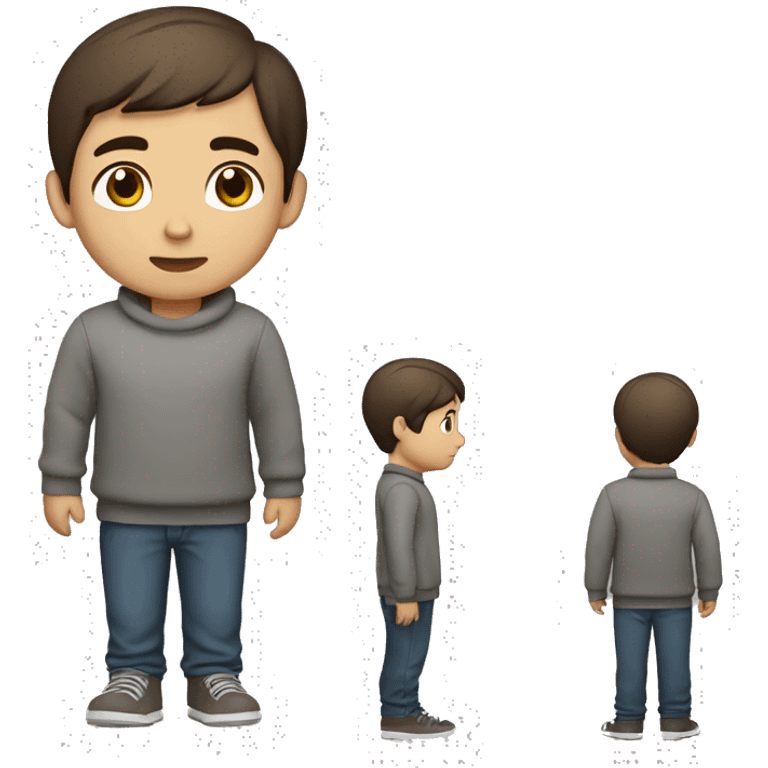 winter, christmas, hispanic, short brown hair, boy, brown eyes, child, full body, grey sweater emoji