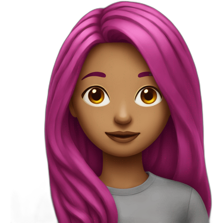 Girl with long magenta hair emoji