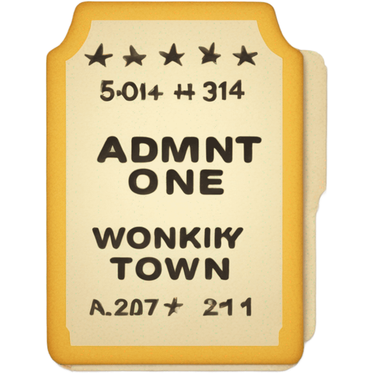 Ticket saying admit one wonky town  emoji