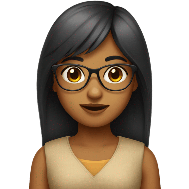 indian girl with bangs and glasse emoji