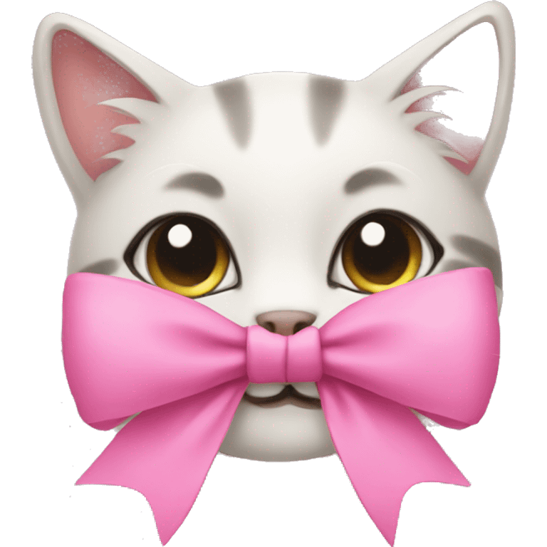 Cat wearing a pink bow emoji