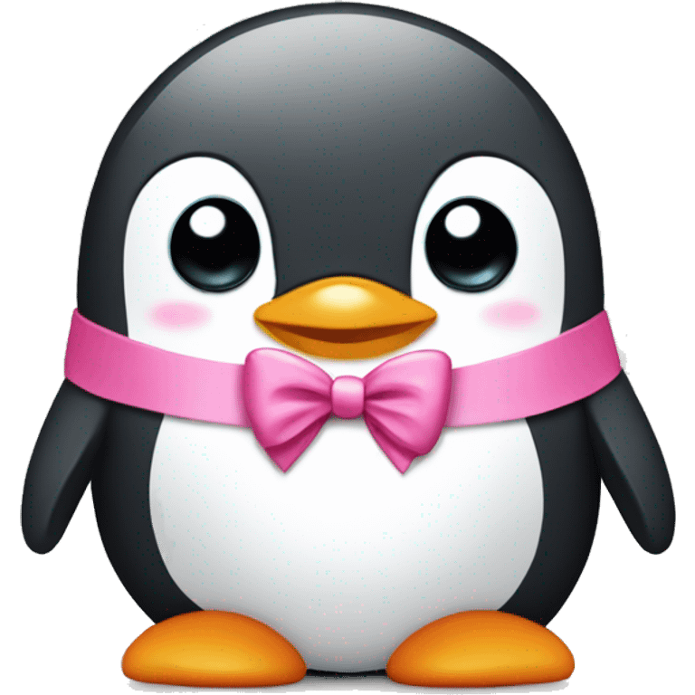 Cute penguin with a pink bow  emoji