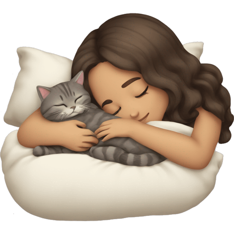 girl sleeping with her scottish fold cat emoji