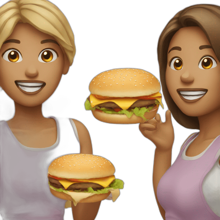 sisters eating hamburger  emoji