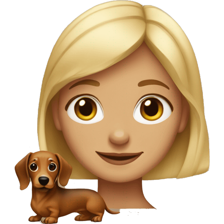 a blonde girl with brown dachshund emoji