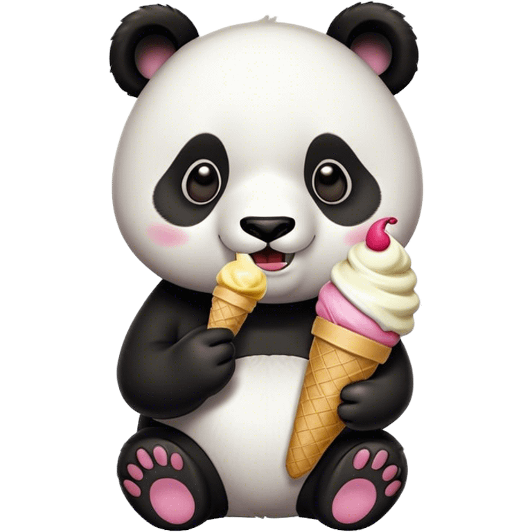 Panda eating ice cream emoji