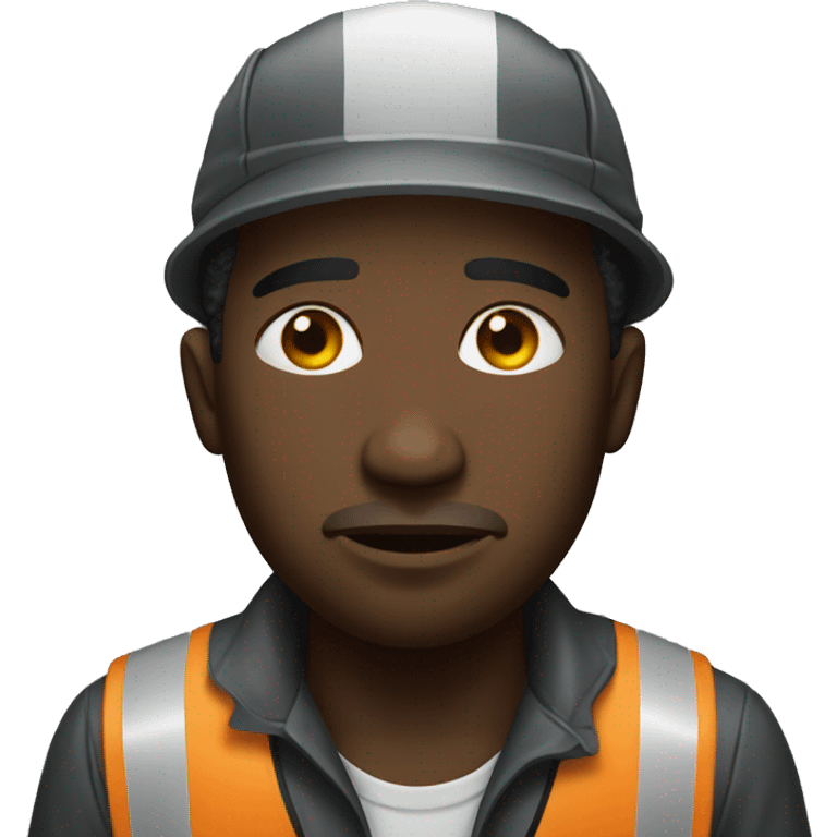 A black sad field worker emoji