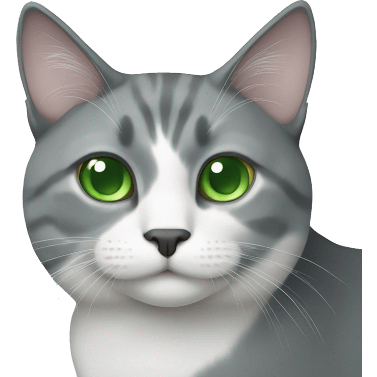 White grey cat with Green eyes emoji