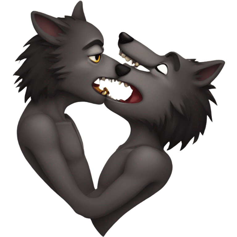 Two werewolves kissing emoji