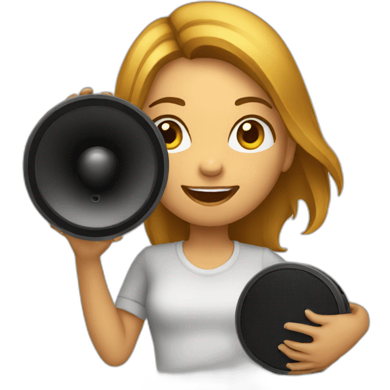 girl holding loud speaker emoji