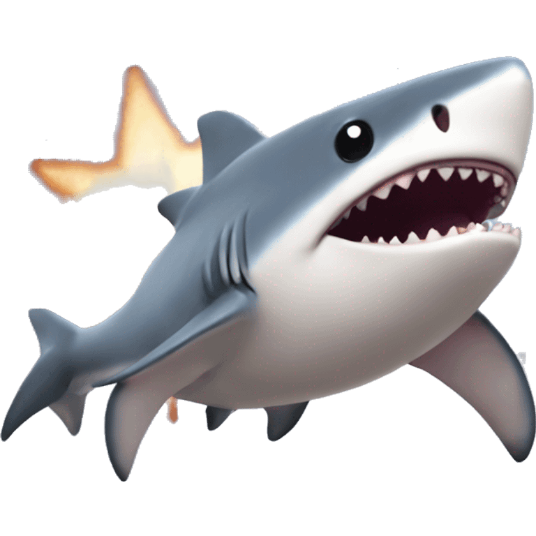 A fat shark holding the andromeda galaxy on its fin emoji