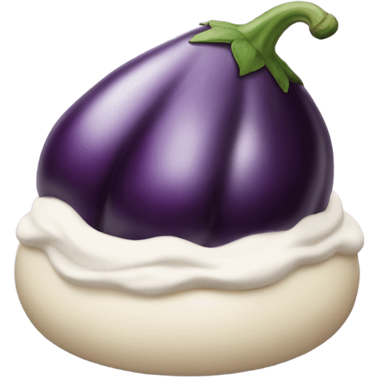 A eggplant with cream cheese frosting on top emoji