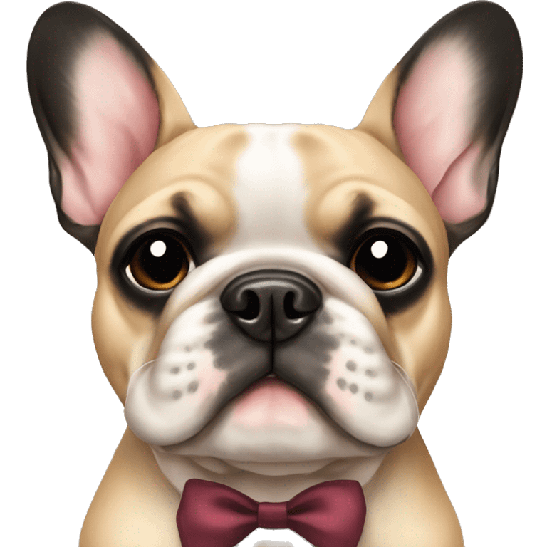 French bulldog black and tan wearing a bow emoji