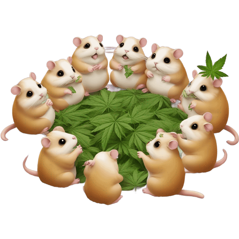 alien hamster cult with cheese and weed emoji