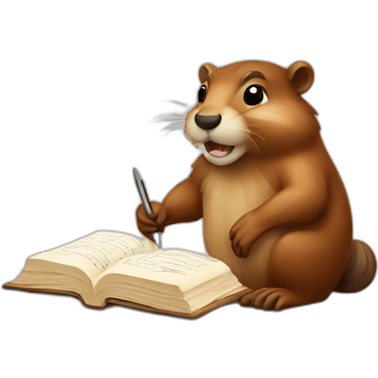 beaver studying emoji