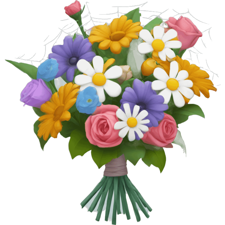 Bouquet of flowers with spider web  emoji