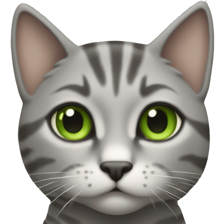 grey tabby cat green eyes emoji