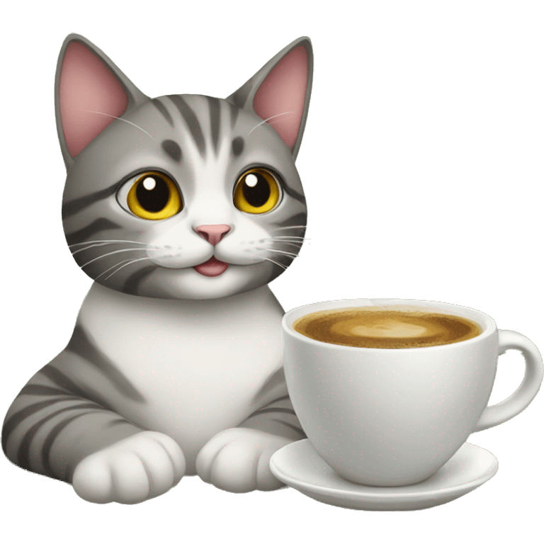 Cat with coffe emoji