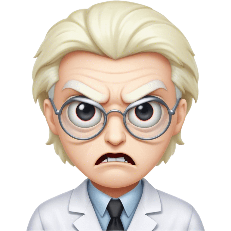 an evil scientist with an big eye that is angry emoji