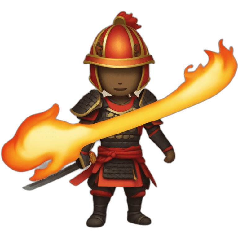 Fire samurai with a sword emoji