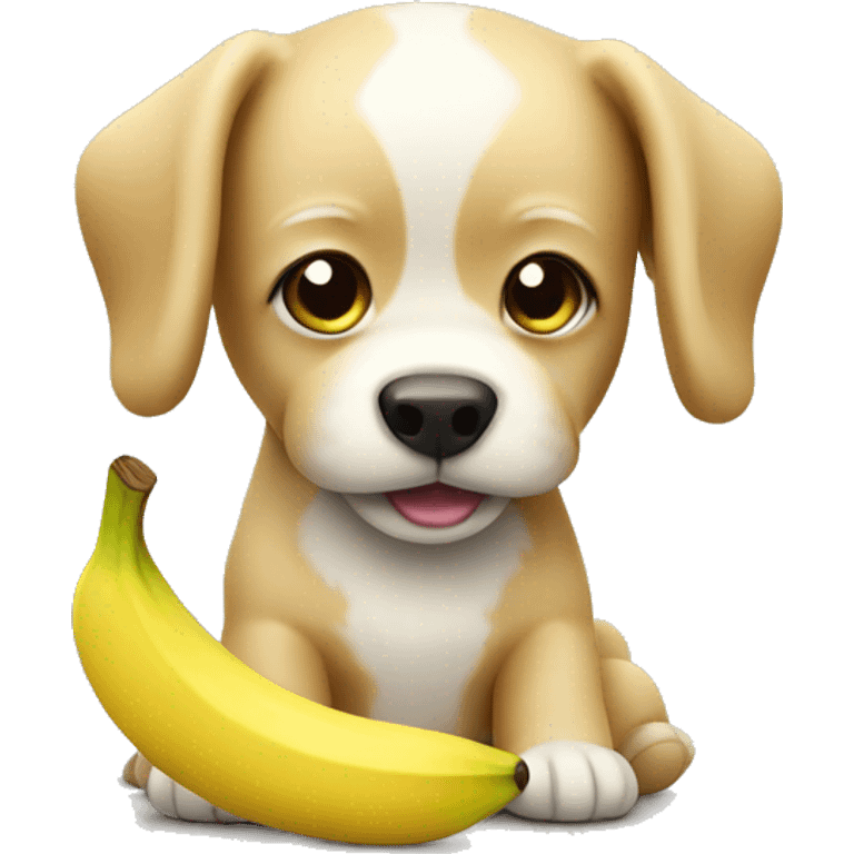 toy dog with banana emoji