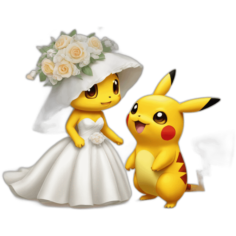 Pikachu getting married to charmander Pokémon emoji