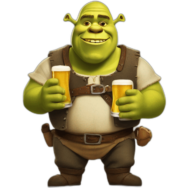 Shrek avec une bière belge emoji