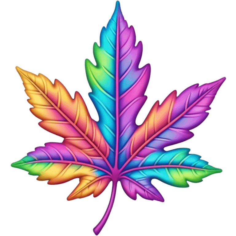 3D, psychedelic colored hippie style leaf emoji