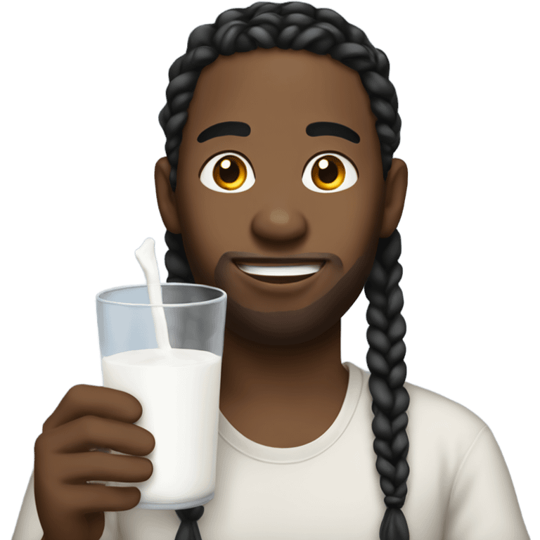 Black guy with braids drinking milk emoji